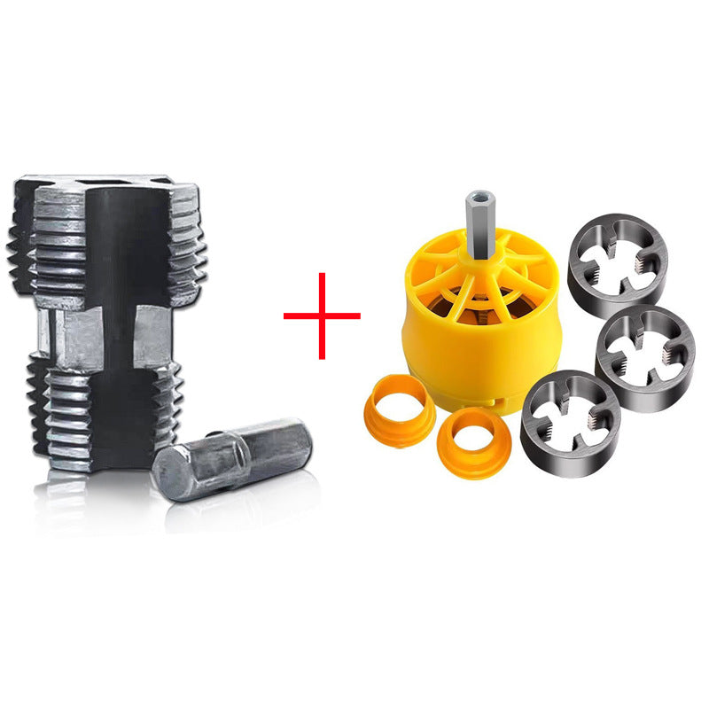 Roscadora Interna de Tuberías Doble Cabezal para Taladro - Machuelo 1/2" y 3/4"
