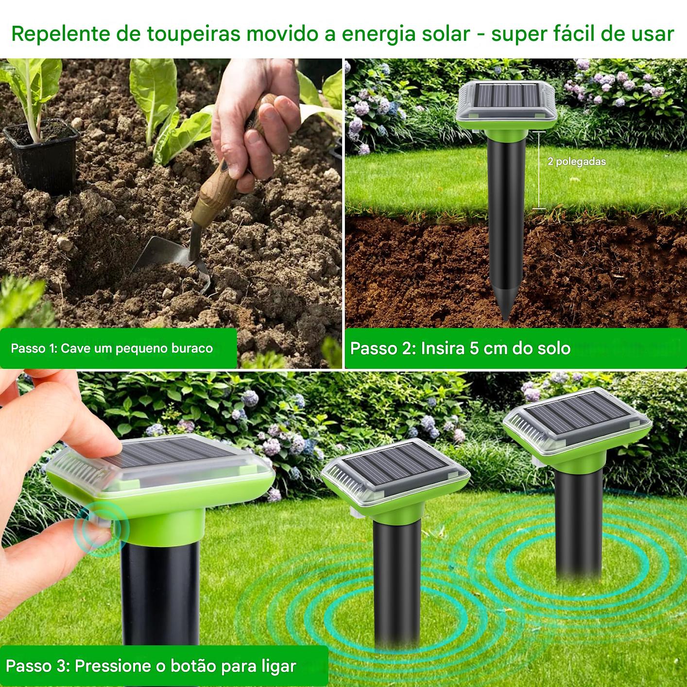 (30% DE DESCUENTO) Repelente ultrasónico de plagas para exteriores, repelente de topos para jardín, energía solar