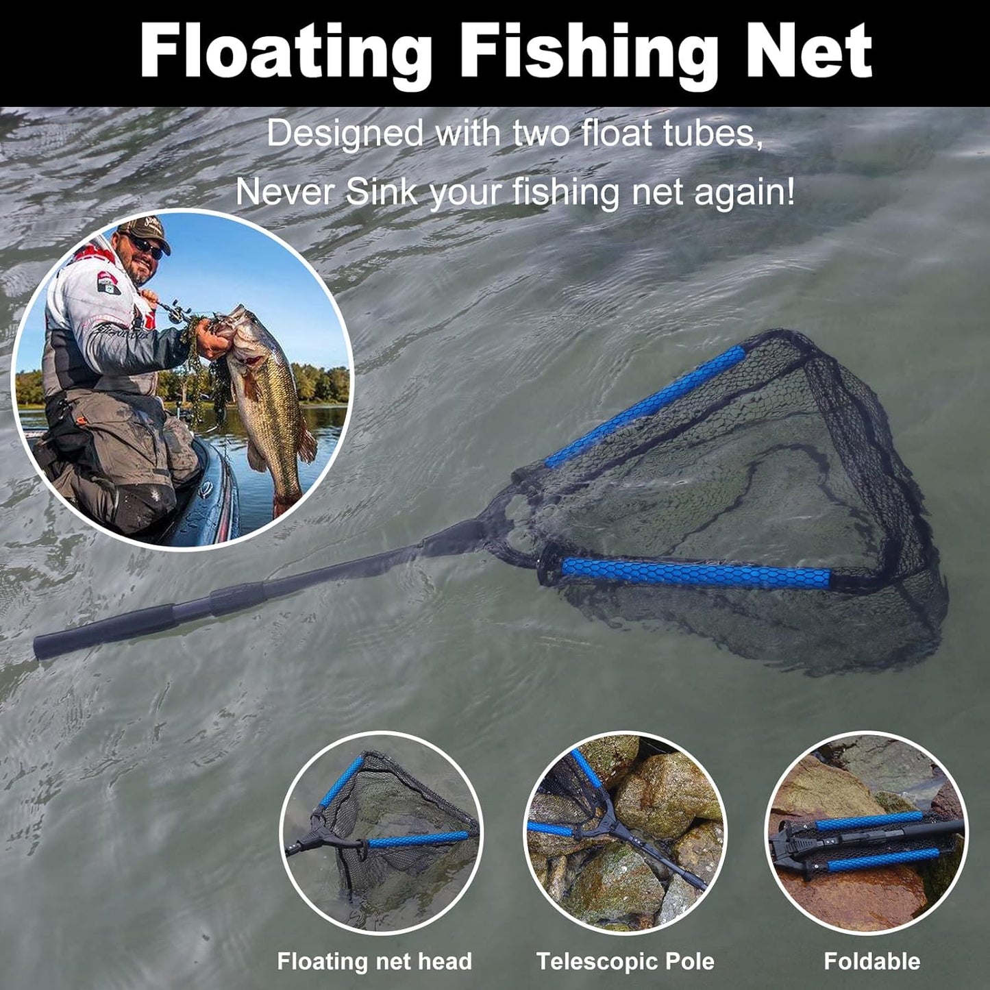 (30% DE DESCUENTO) Nueva red de pesca flotante de aleación de aluminio plegable