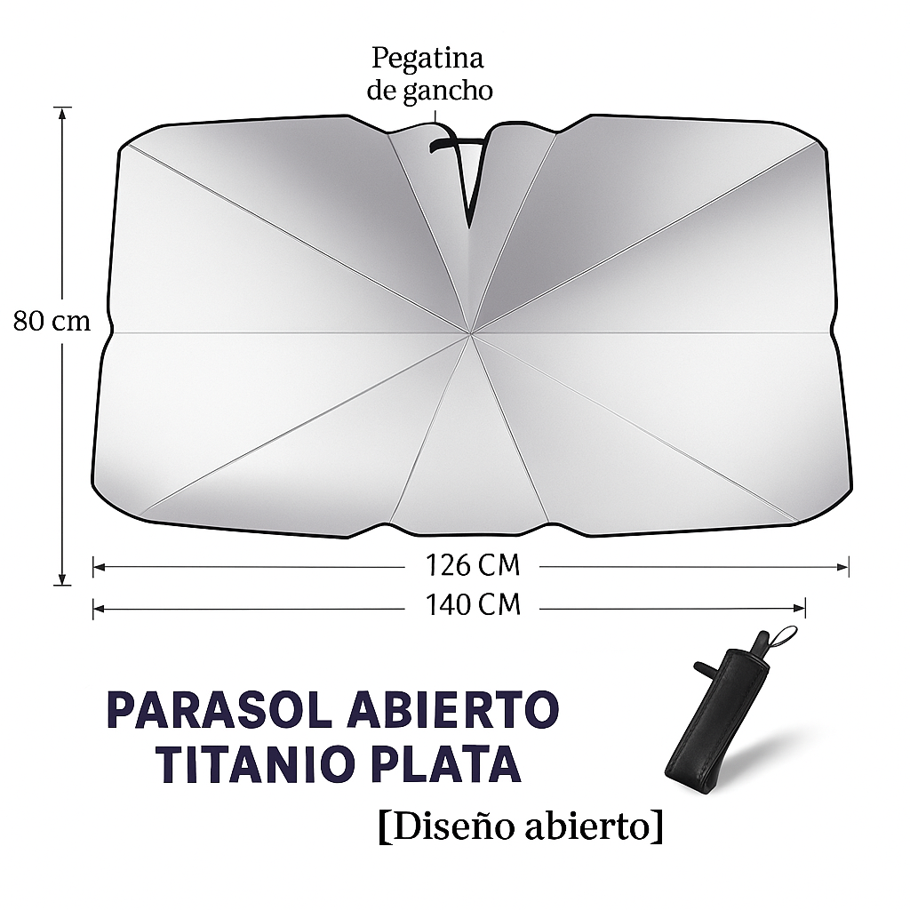 Parasol Plegable para Coche – Protección Solar Titanio Plata | Compatible con SEAT, Renault, Volkswagen, Dacia, SUV