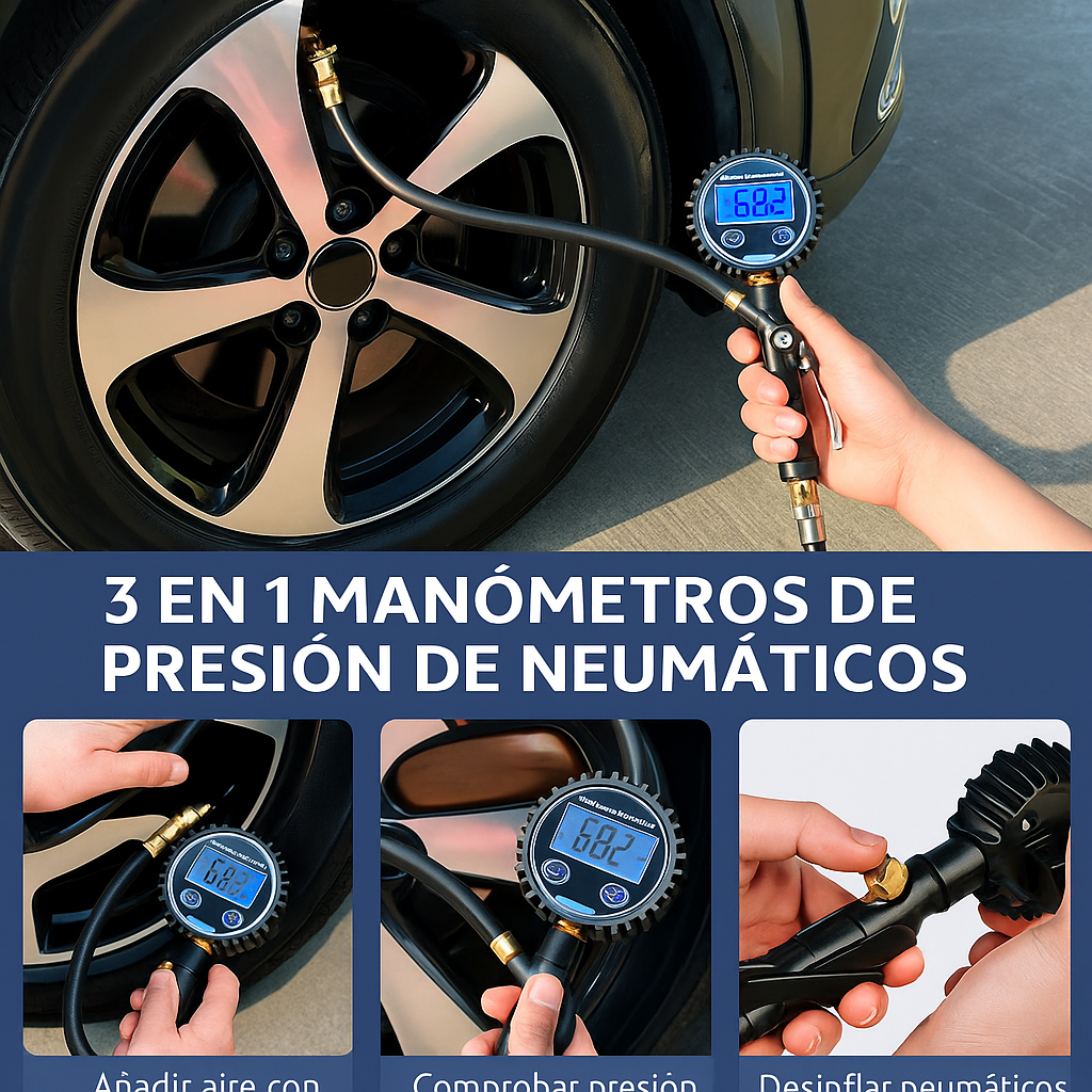 Inflador Digital de Neumáticos con Manómetro de Precisión