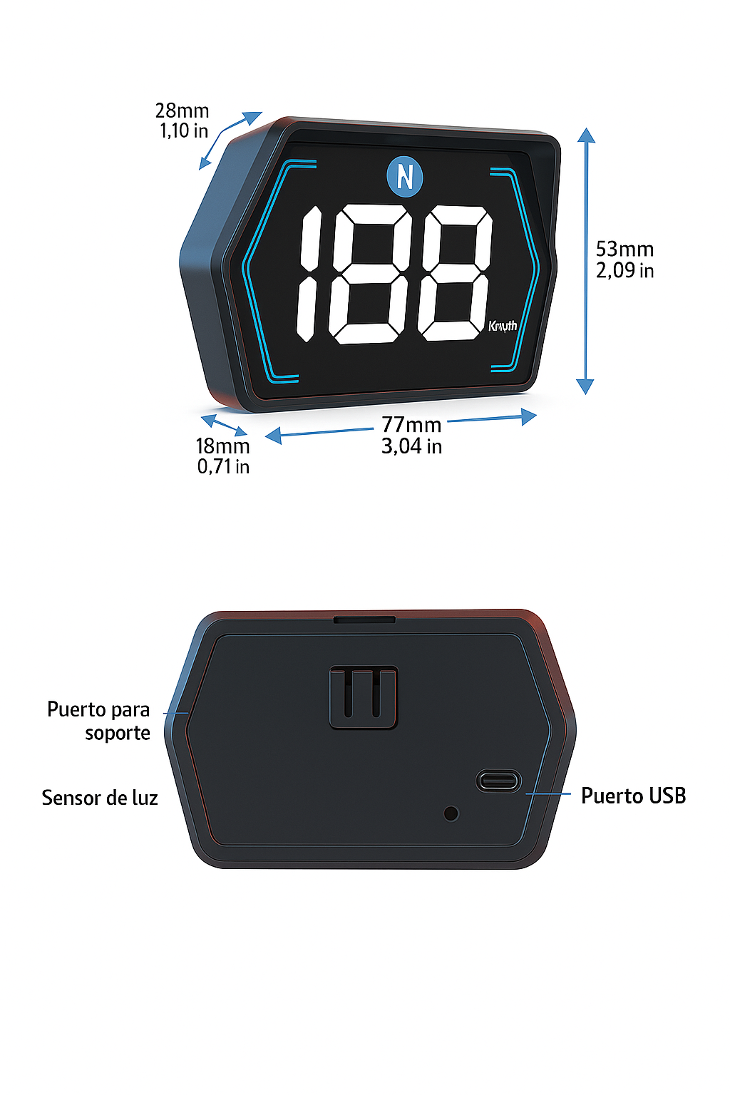 Velocímetro GPS HUD con Brújula Digital – Compatible con Todos los Vehículos
