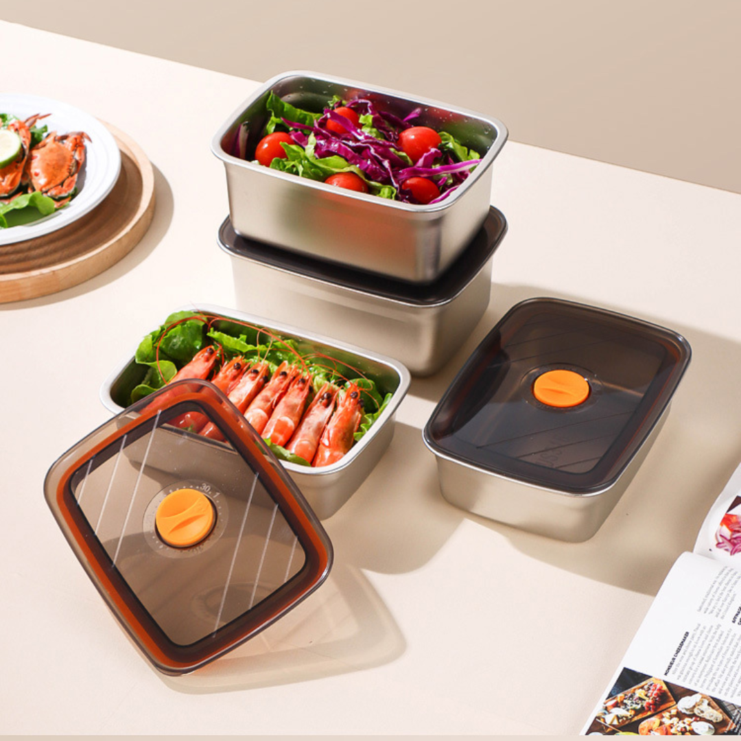 (30% de descuento) Contenedor de alimentos de acero inoxidable 316 con tapa de vacío