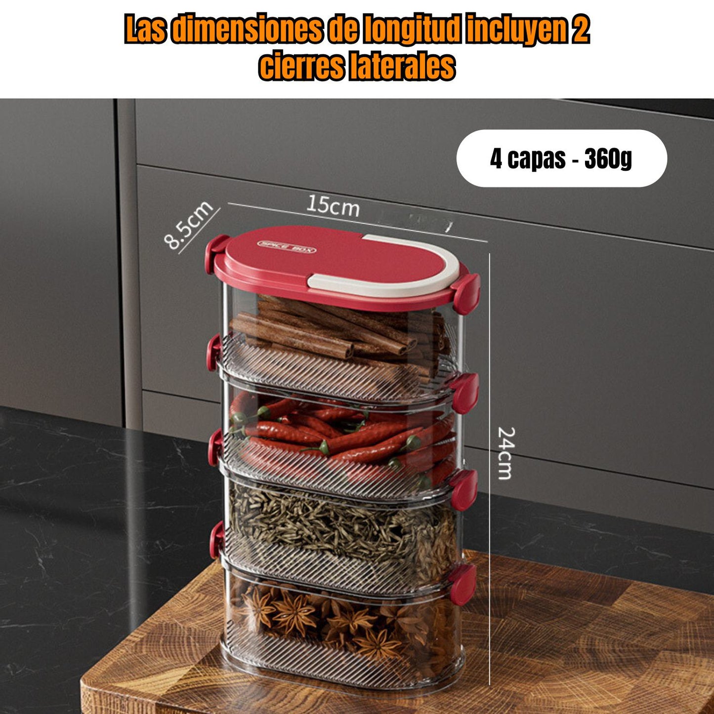 (30% DE DESCUENTO) Contenedor Apilable De 4 Niveles, Transparente, Para Almacenar Alimentos, Con Cierre Hermético