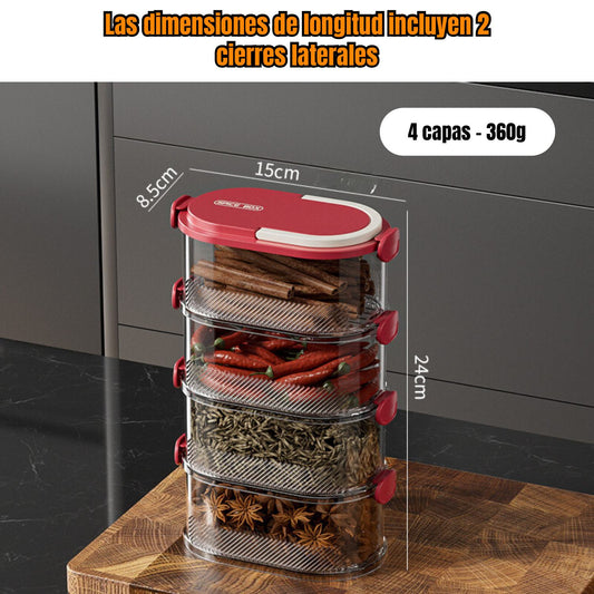 (30% DE DESCUENTO) Contenedor Apilable De 4 Niveles, Transparente, Para Almacenar Alimentos, Con Cierre Hermético