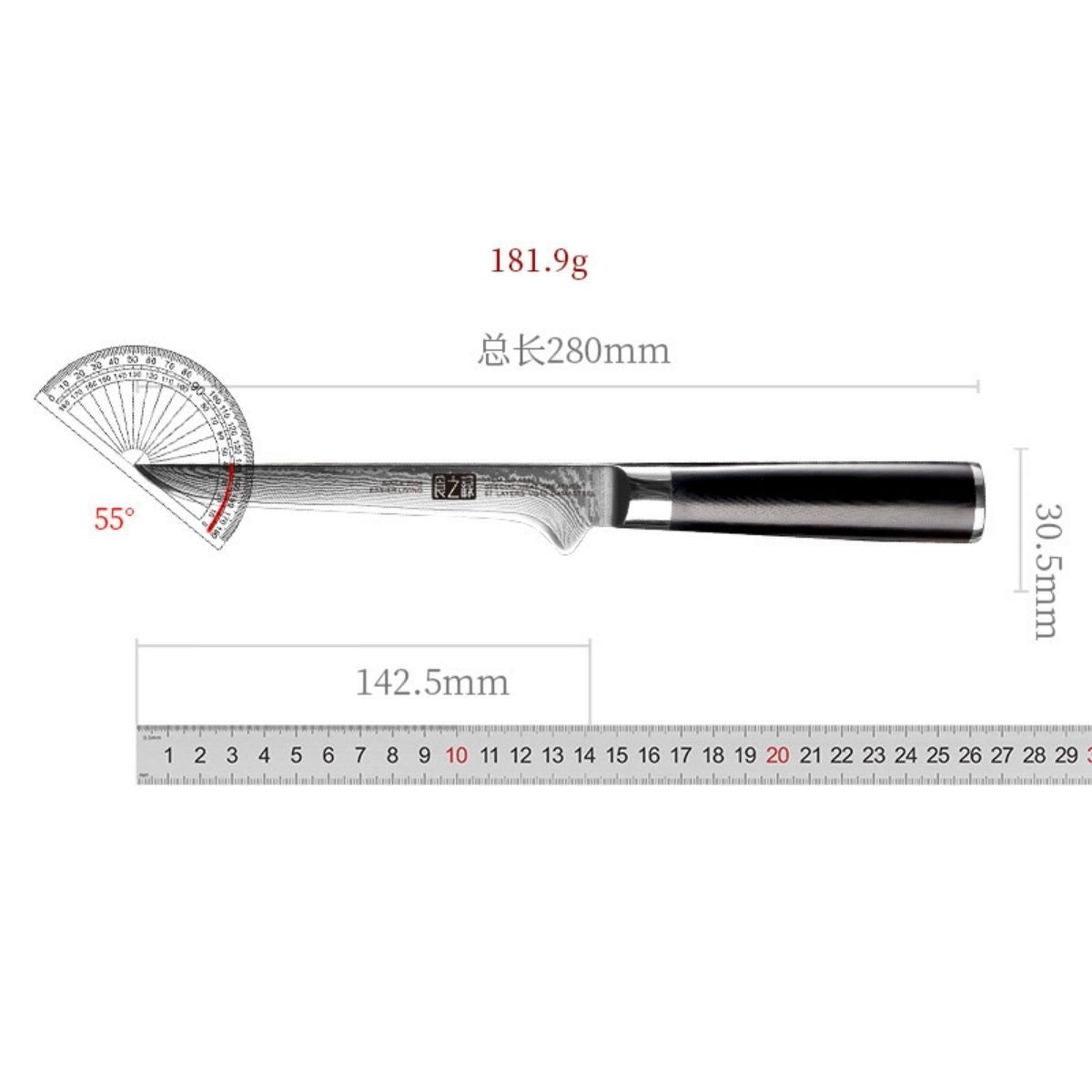 Acero Damasco Cuchillo Fileteador