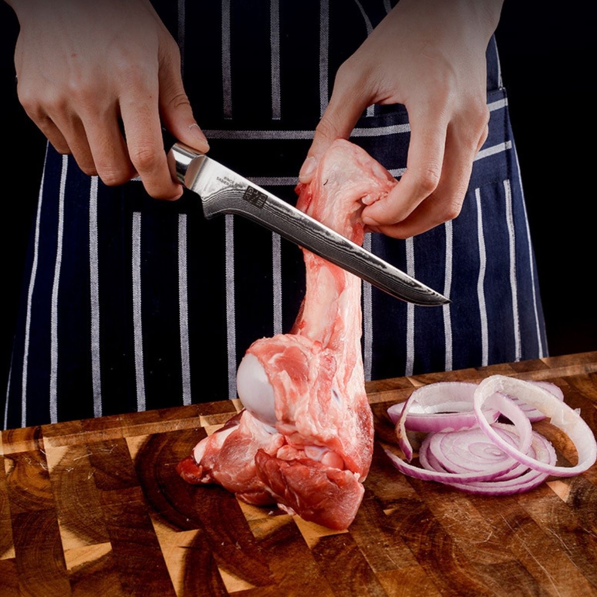 Acero Damasco Cuchillo Fileteador