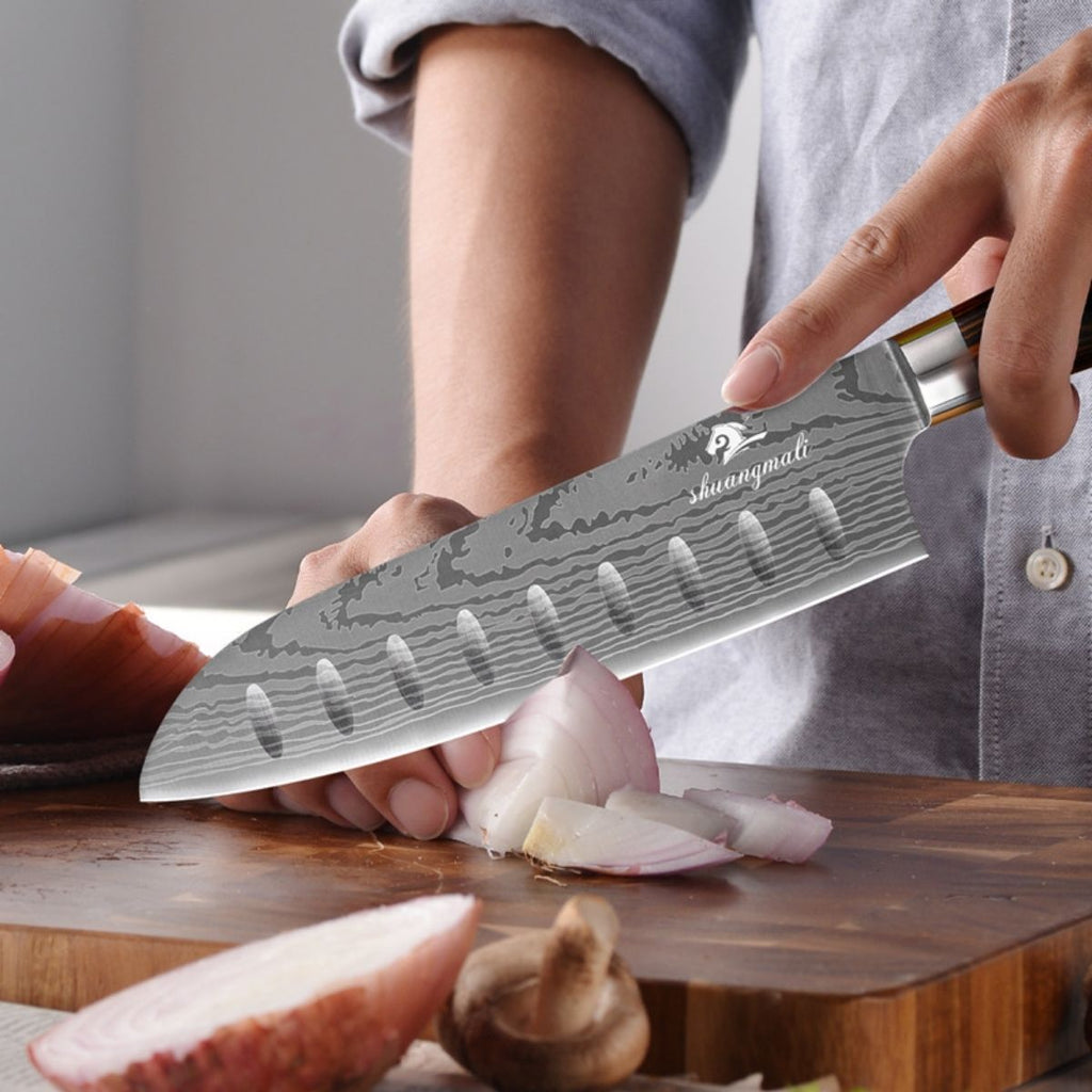 Acero Damasco Cuchillo Santoku