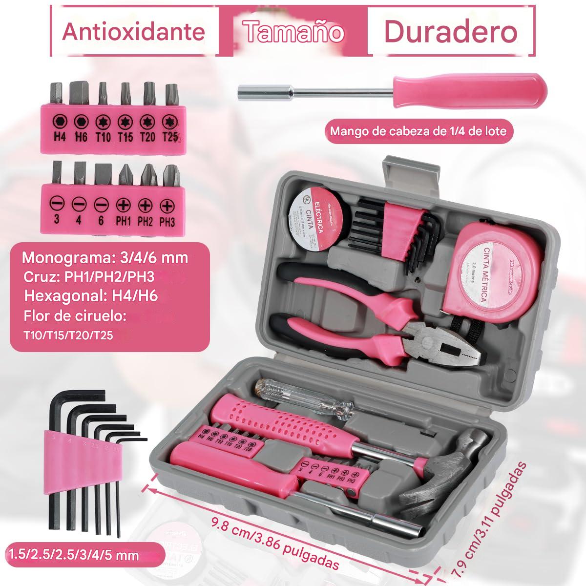 (30% DE DESCUENTO) Juego de 24 alicates multifuncionales portátiles para el hogar, cinta métrica, martillo, herramientas de mantenimiento manual