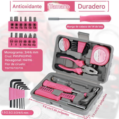 (30% DE DESCUENTO) Juego de 24 alicates multifuncionales portátiles para el hogar, cinta métrica, martillo, herramientas de mantenimiento manual