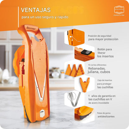 (30% DE DESCUENTO) Cortador multifuncional en forma de V de acero inoxidable, cortador de frutas y verduras con 5 cuchillas, herramienta de cocina