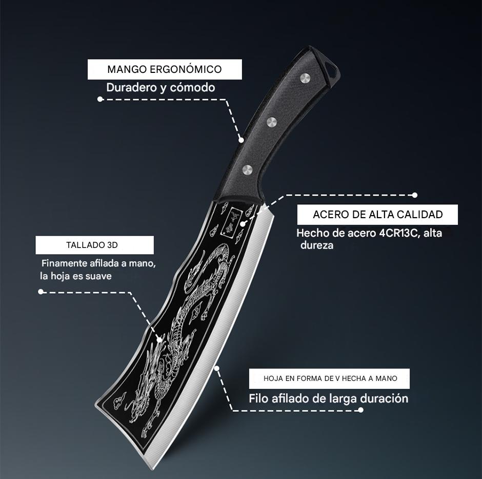 (30% DE DESCUENTO) Cuchillo Dragón Negro de acero de titanio