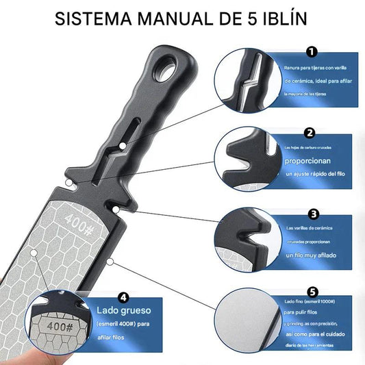 (30% DE DESCUENTO) Afilador de cuchillos 5 en 1 con barras de diamante
