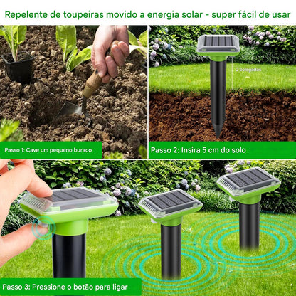 (30% DE DESCUENTO) Repelente ultrasónico de plagas para exteriores, repelente de topos para jardín, energía solar