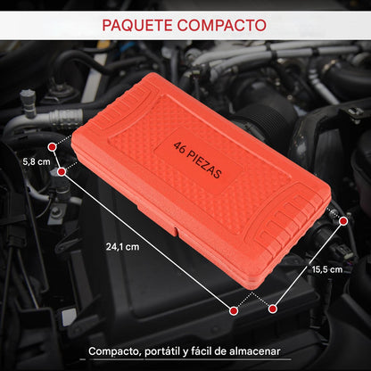 (30% DE DESCUENTO) Juego de 46 llaves de vaso de 1/4", llave de carraca, llave métrica, juego de llaves de vaso pequeñas para reparación de motocicletas, coches y bicicletas.