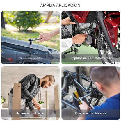 (30% DE DESCUENTO) Juego de 46 llaves de vaso de 1/4", llave de carraca, llave métrica, juego de llaves de vaso pequeñas para reparación de motocicletas, coches y bicicletas.