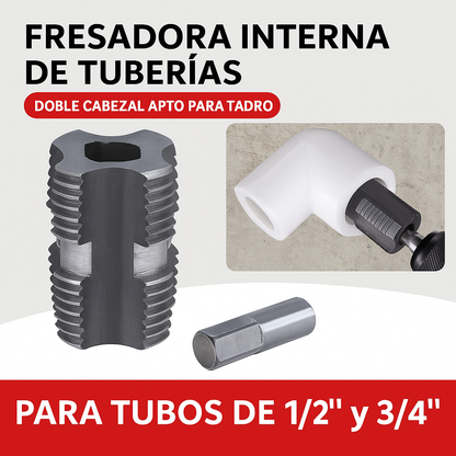 Roscadora Interna de Tuberías Doble Cabezal para Taladro - Machuelo 1/2" y 3/4"