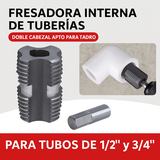 Roscadora Interna de Tuberías Doble Cabezal para Taladro - Machuelo 1/2" y 3/4"