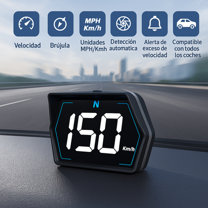 Velocímetro GPS HUD con Brújula Digital – Compatible con Todos los Vehículos