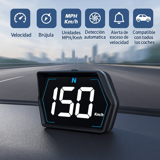 Velocímetro GPS HUD con Brújula Digital – Compatible con Todos los Vehículos