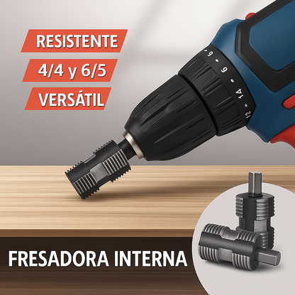 Roscadora Interna de Tuberías Doble Cabezal para Taladro - Machuelo 1/2" y 3/4"