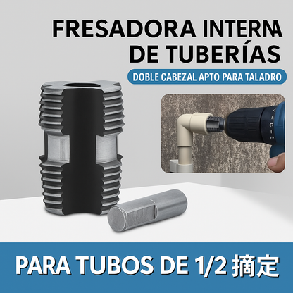 Roscadora Interna de Tuberías Doble Cabezal para Taladro - Machuelo 1/2" y 3/4"