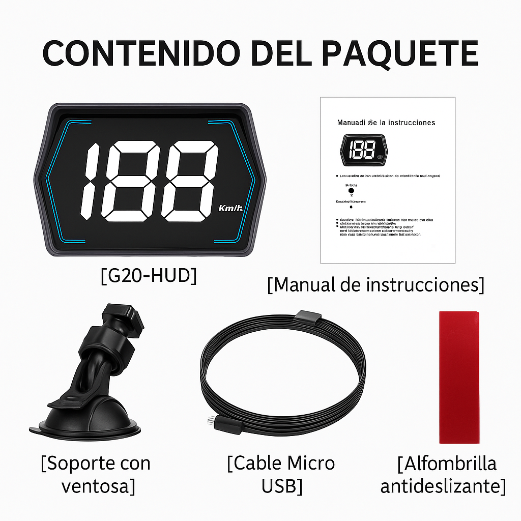Velocímetro GPS HUD con Brújula Digital – Compatible con Todos los Vehículos