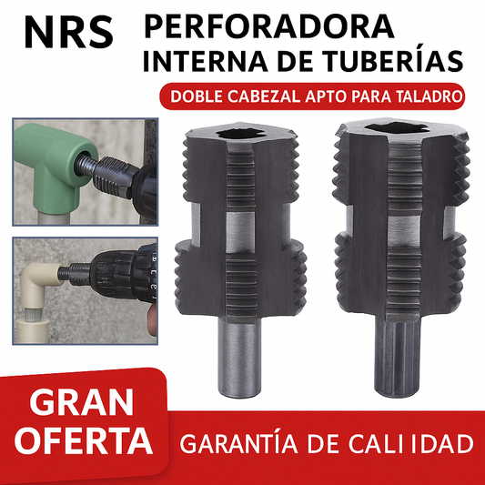 Roscadora Interna de Tuberías Doble Cabezal para Taladro - Machuelo 1/2" y 3/4"