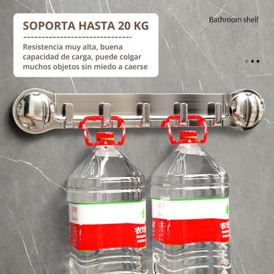 (30% DE DESCUENTO) Soportes de acero inoxidable con 5 ganchos, cómodos y capaces de soportar hasta 20 kg.