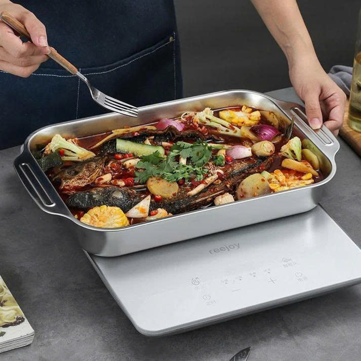 (30% DE DESCUENTO) Bandeja de acero inoxidable 304 para pescado y cangrejos de río a la parrilla